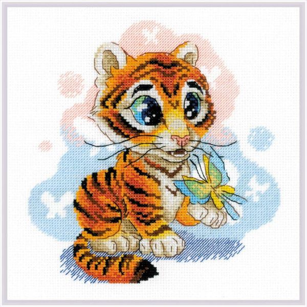 Riolis Set Punto Croce "Piccola Tigre Curiosa"", Schema Di Conteggio, 20X20Cm"-image
