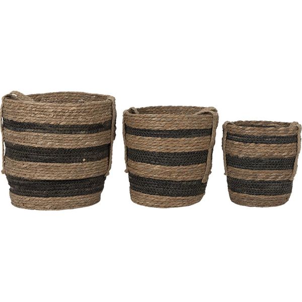 Set Di 3 Cesti Portaoggetti Clayre & Eef Ø 33X33 Cm In Seagrass Marrone-image