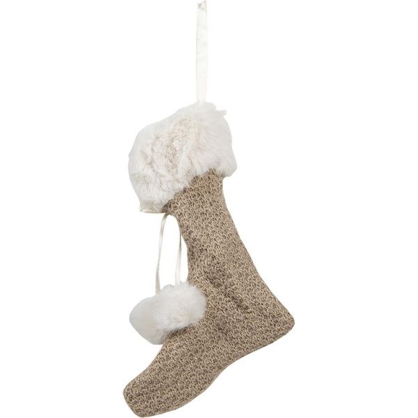 Calza Di Natale Clayre & Eef 20 Cm Beige Sintetico-image