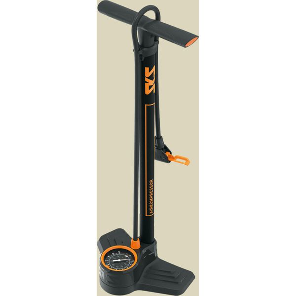 Sks Pompa A Pavimento Airkompressor 10 Bar Dv/Sv/Av, 650 Mm, Con Manometro, Nero/Arancio-image