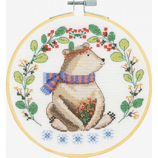 Dmc Set Punto Croce Con Telaio Da Ricamo "Fairy Tale Bear"", Schema Di Conteggio, Diam.18Ccm"-image