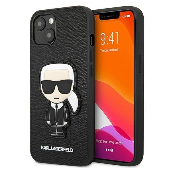 Karl Lagerfeld Klhcp13Sokpk Custodia Rigida Per Iphone 13Mini 5,4 Czarny/Nero Saffiano Ikonik Karl's Patch-image