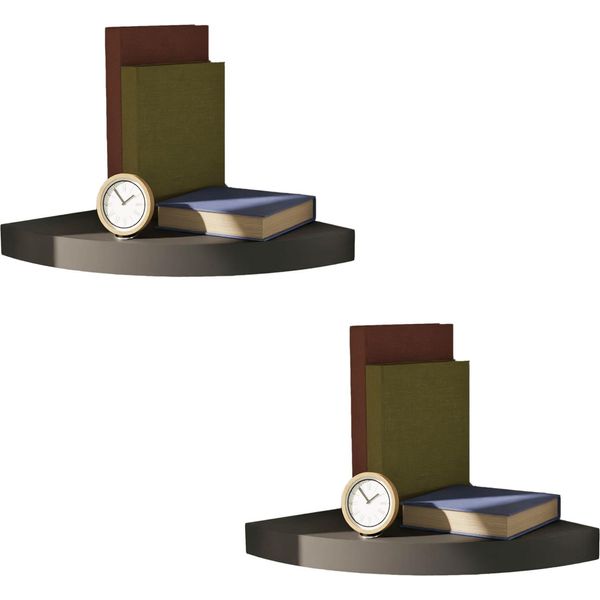 Set Di 2 Mensole Angolari Scaffale A Muro Scaffale Galleggiante Nero Scaffale Mdf 30X30Cm-image