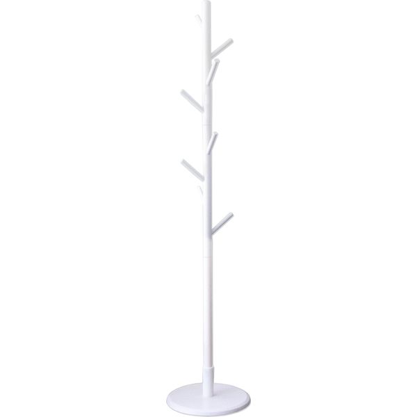 Quvio Appendiabiti In Legno - Altezza 175 Cm - 8 Ganci - Appendiabiti - Bianco-image