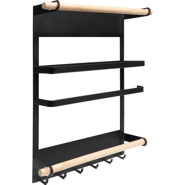 Quvio Scaffale Da Cucina Magnetico In Metallo - Scaffale Da Cucina Per Erbe, Asciugamani E Cucchiai Da Portata - Nero-image