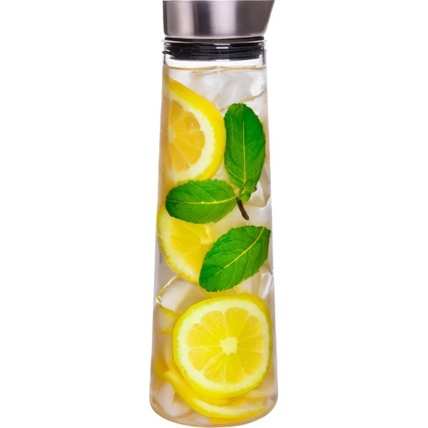 Caraffa In Vetro Krumble - 1,5 Litri - 1500 Ml - Borraccia In Vetro - Acqua Da Tavola - Brocca D'acqua - Caraffa D'acqua Con Coperchio - Vetro E Acciaio Inox-image