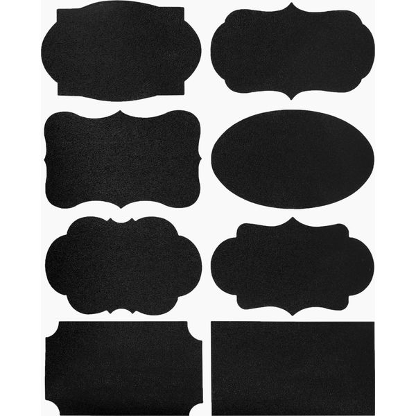 Quvio Lavagna Adesiva Con 80 Adesivi - Etichette Con Gesso - Adesivi Con Gesso - Etichette Da Cucina - Etichette Con Gesso - Nero-image