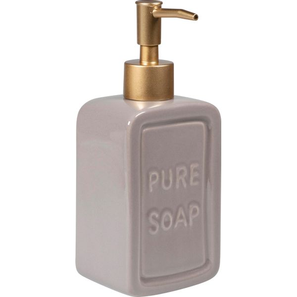 Quvio Distributore Di Sapone - Pompa Per Sapone - Distributore Di Sapone - Sapone Per Le Mani - Porta Sapone - 470 Ml - Grigio Con Oro-image