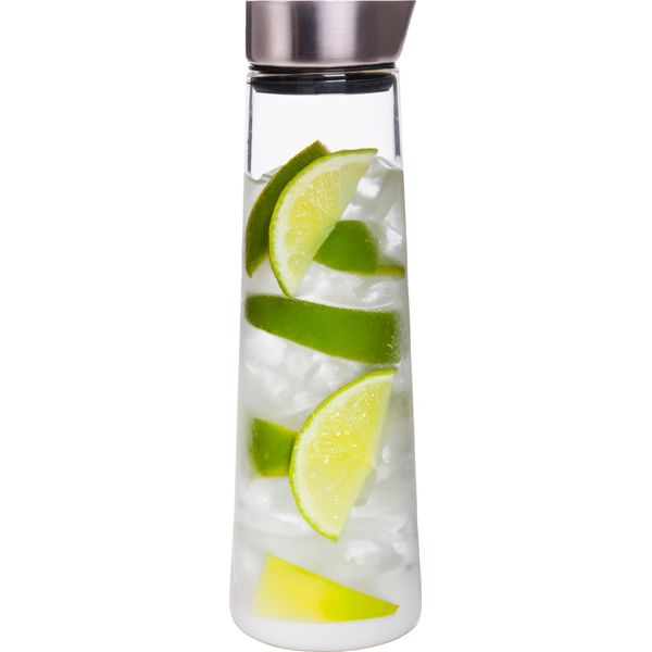 Caraffa In Vetro Krumble - 1 Litro - 1000 Ml - Borraccia In Vetro - Acqua Da Tavola - Brocca D'acqua - Caraffa D'acqua Con Coperchio - Vetro E Acciaio Inox-image