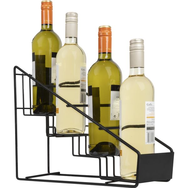 Quvio Portabottiglie - Portabottiglie In Metallo - Portabottiglie Nero - Portabottiglie - Portabottiglie Verticale - Armadio Per Vino - Per 4 Bottiglie - Acciaio-image