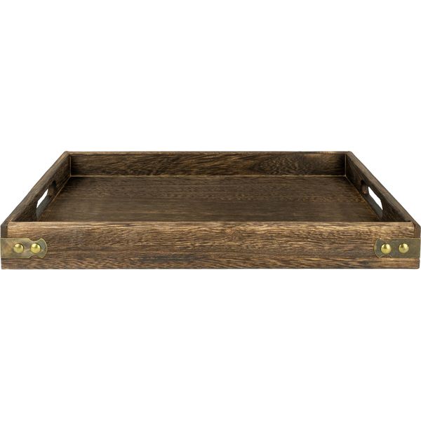 Quvio Vassoio Con Manici - Vassoio Decorativo Rotondo - Vassoio Da Portata - Ciotola Decorativa - Vassoio Per Candele - Vassoio Da Portata - Legno - 24 X 36 X 4 Cm (Lxwxh) - Marrone-image