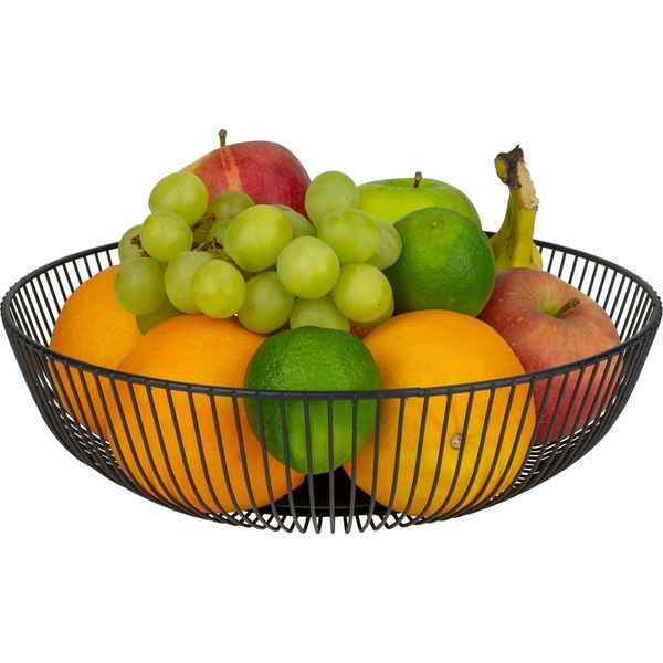 Quvio Fruttiera - Cesto Di Frutta - Fruttiera In Metallo - Ciotola Per Servire - Cesto Di Frutta - Cesto Per Conservare - Ciotola Decorativa - Metallo - 28 X 28 X 8 (Lxwxh) - Nero-image