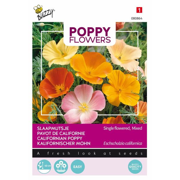Buzzy Poppy Flowers Semi Di Papavero Della California - Circa 1 Gr | Buzzy_080864-image