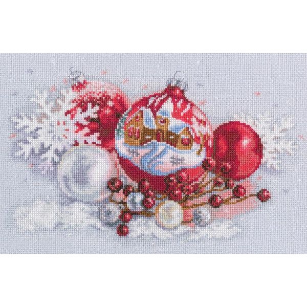 Set Di Punti Croce Rto "Palline Di Natale"", Schema Per Il Conteggio, 29X19Cm"-image