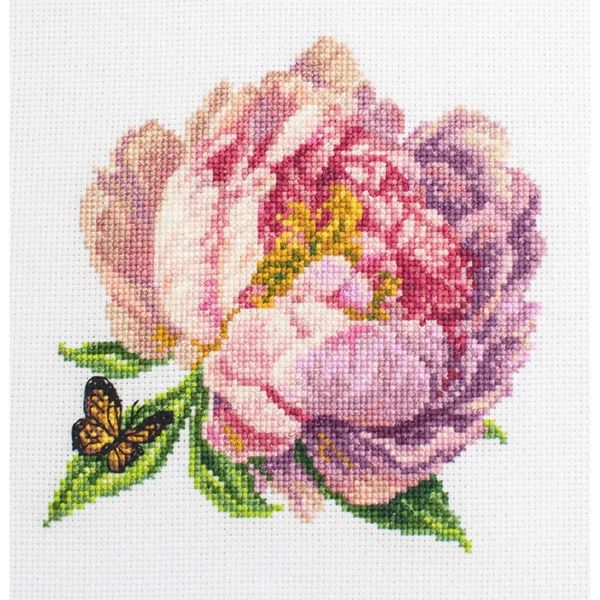 Luca-S Kit Per Ricamo A Punto Croce Con Cerchio "Rozella Peony"", Schema Contato, 12X12Cm"-image