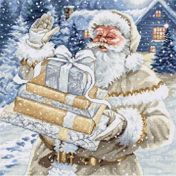 Luca-S Kit Per Ricamo A Punto Croce "Babbo Natale Con I Regali"", Schema A Contare, 29X29Cm"-image