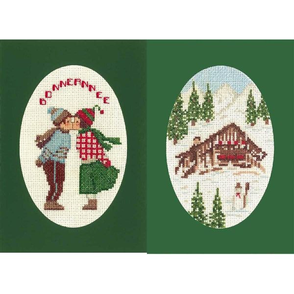 Le Bonheur Des Dames Biglietti D'auguri Set Di 2 Kit Punto Croce "Happy New Year"", 10,5X15Cm"-image