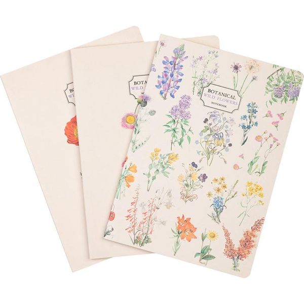 Erik Editores Wild Flowers Confezione Da 3 Quaderni A5 Beige Beige Taglia Unica-image
