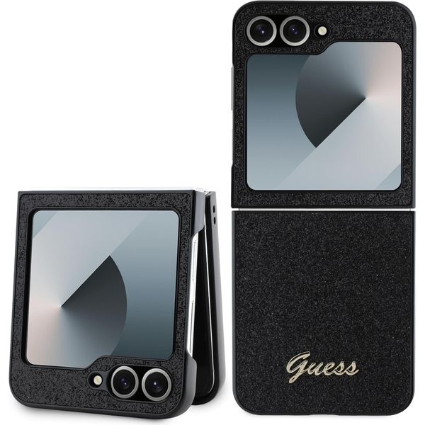 Guess GUHCZF6HGGSHK Z Flip6 F741 Nero 4G Glitter Script Custodia Protettiva-image