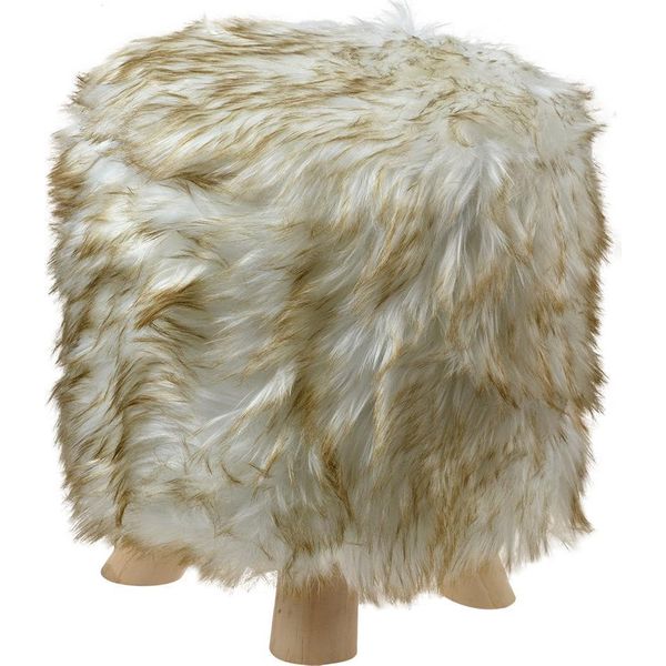 Sgabello Clayre & Eef Ø 32X40 Cm Legno Bianco Marrone-image