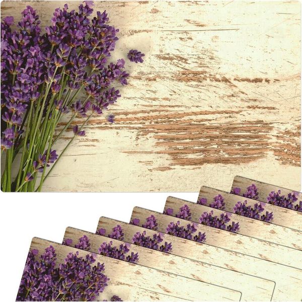 Set Di 8 Tovagliette Lavabili Con Fiori Di Lavanda Vintage-image