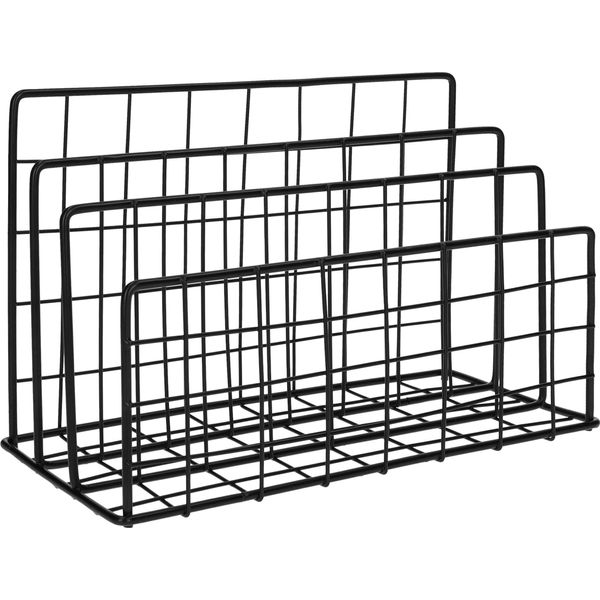 Quvio Portariviste - Organizzatore Di Riviste - Scaffale - Portariviste Per Scrivania - Struttura In Filo Metallico - 3 Scomparti - Metallo - Nero - 11 X 24 X 15 (Lxwxh)-image