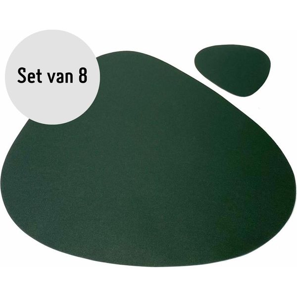 Tovaglietta E Sottobicchiere Krumble - Tovaglietta Di Design Con Sottobicchiere / Verde - Set Da 8 Pezzi - Antiscivolo - Look In Pelle-image