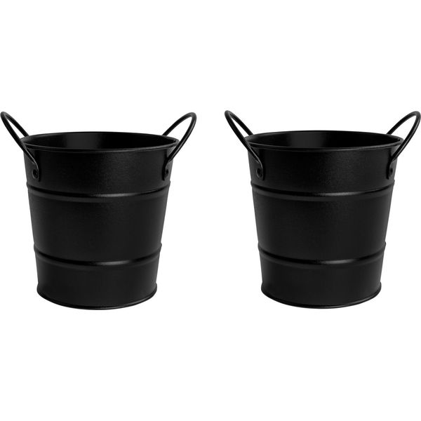 Secchiello Per Patatine Krumble - Set Di 2 - Cestino Per Patate - Secchiello Per Patatine - Secchiello Per Servire - Ciotola Per Snack - Ciotola Per Tapas - Metallo - Nero-image