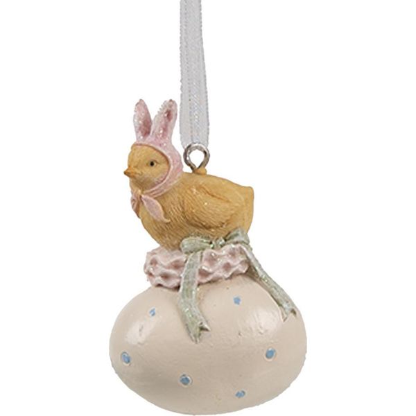 Clayre & Eef Ciondolo Pasquale Pulcino 7 Cm Plastica Gialla-image