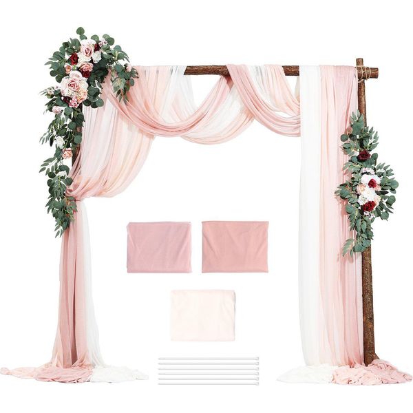 Set Arco Nuziale Decorazione Arco Nuziale In Metallo Incl. 2X Fiori 3X Tende-image