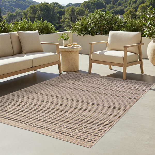 Tappeto Tapiso Yucana Outdoor Beige Balcone Resistente Ai Raggi Uv 120 X 170 Cm-image