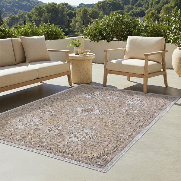 Tappeto Tapiso Yucana Outdoor Marrone Balcone Resistente Ai Raggi Uv 120 X 170 Cm-image