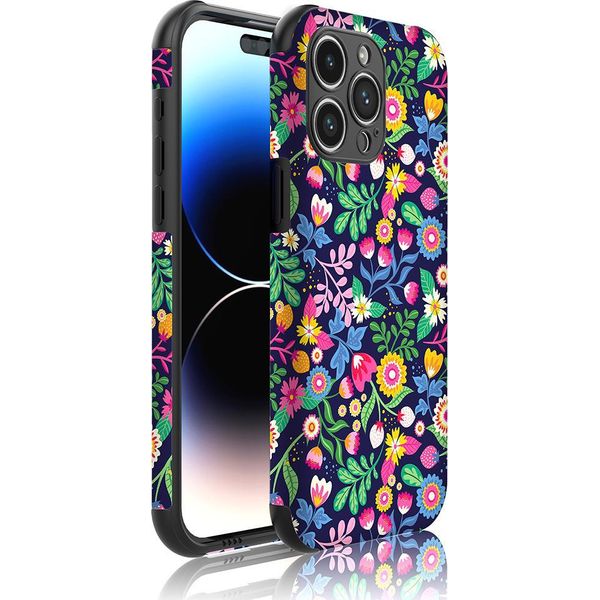 Smartphonica Custodia Per Iphone 14 Pro Con Paraurti E Stampa Floreale - Backcover Phonecase Stampa Fiori-image
