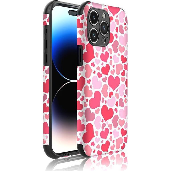 Smartphonica Custodia Per Iphone 14 Pro Max Con Paraurti E Stampa Cuori - Backcover Phonecase Stampa Cuori-image