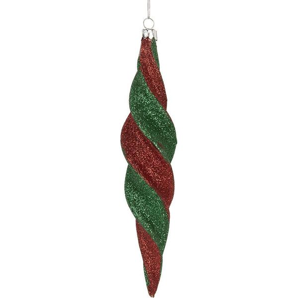 Guaina Natalizia Clayre & Eef Ø 5X22 Cm In Vetro Rosso Verde-image