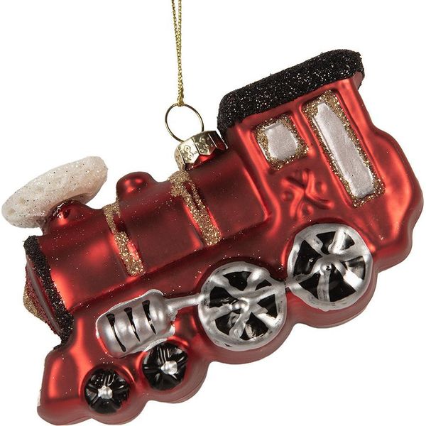 Clayre & Eef Tag Train Natalizio 10X4X5 Cm Vetro Rosso-image