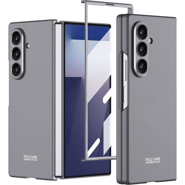 Custodia Per Samsung Galaxy Z Fold 7 Custodia Pc Solida Opaca E Sottile Con Pellicola Protettiva Sul Display Grigio-image