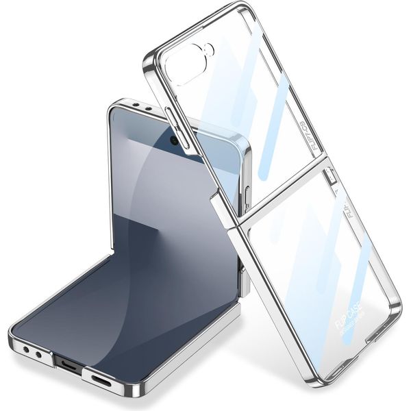Custodia Per Samsung Galaxy Z Flip 7 Custodia Sottile Trasparente In Elettroplatino Con Protezione Dello Schermo Integrata Argento-image