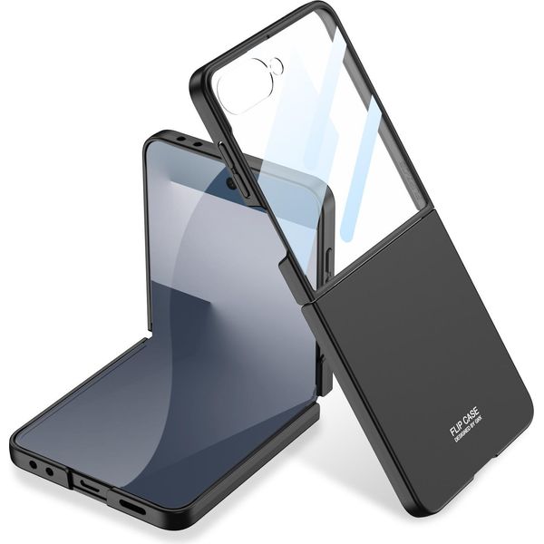 Custodia Per Samsung Galaxy Z Flip 7 Custodia Pc Solida Sottile E Opaca Con Pellicola Protettiva Per Il Display Nero-image