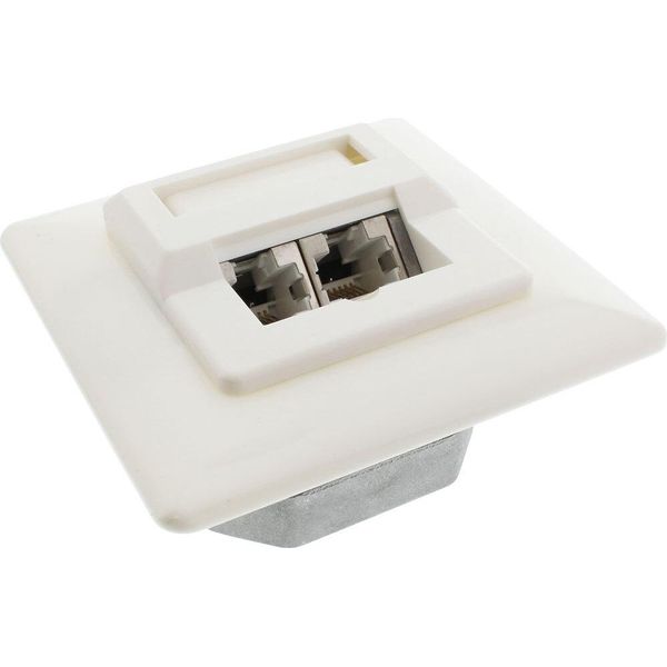 Inline® 74302 Scatola Di Giunzione Cat.5E, 2X Prese RJ45 A Incasso, RAL9010, Bianco-image