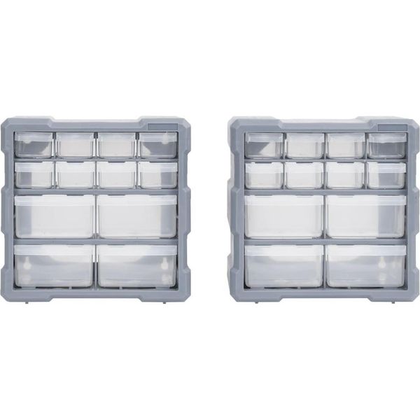 Vidaxl Organizzatore Multi-Cassetto 2 Pezzi 12 Cassetti 26,5X16X26 Cm-image