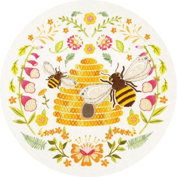 Set Di Immagini Da Ricamo Bothy Threads "Folk Bees"", Prestampato, EKP1, Diam. 20Cm"-image