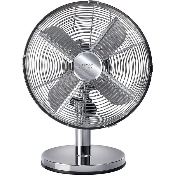 Sencor Sfe 2540SL Ventilatore Da Tavolo In Acciaio Inox, Diametro Pale 25 Cm, 3 Velocità, Rotazione Orizzontale Automatica A 90°, Angolo Di Inclinazione Regolabile, Potenza 30 W-image