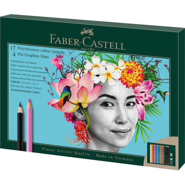 FABER-CASTELL 210052 FABER-CASTELL Polychromos & Pitt Graphite Matt Malset Farbsortiert, 23 St.-image