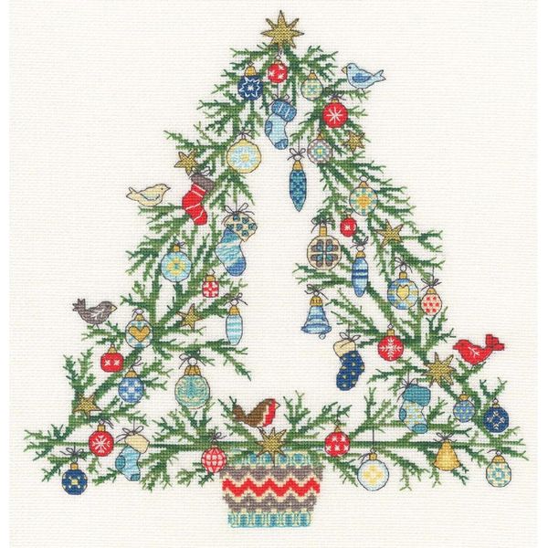Kit Per Ricamo A Punto Croce Bothy Threads "Albero Della Gioia"", Schema Contato, XX23, 27X28Cm"-image
