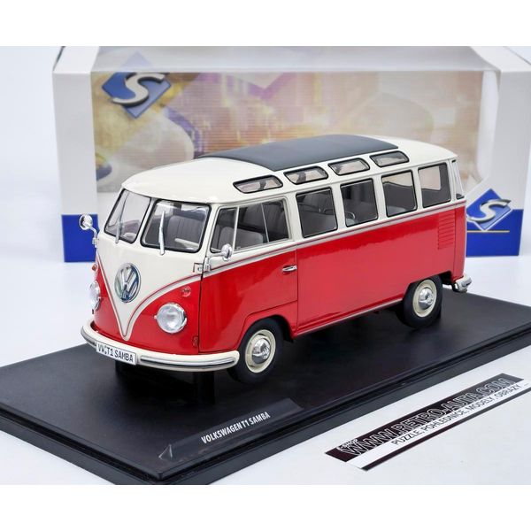 Automodello Solido Scala 1:18 Vw T1 21 Windows Rosso/Bianco 1962 S1813402-image