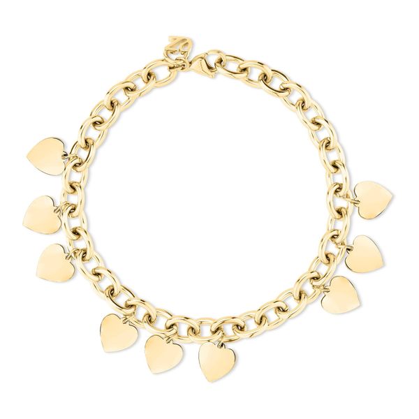 Armband Echtzeit "Schmuck Geschenk Edelstahl Armkette Endless Love Herzen", Gold (Gelbgoldfarben), ArmbäNder, Damen, 23Cm, Edelstahl, Armband-image