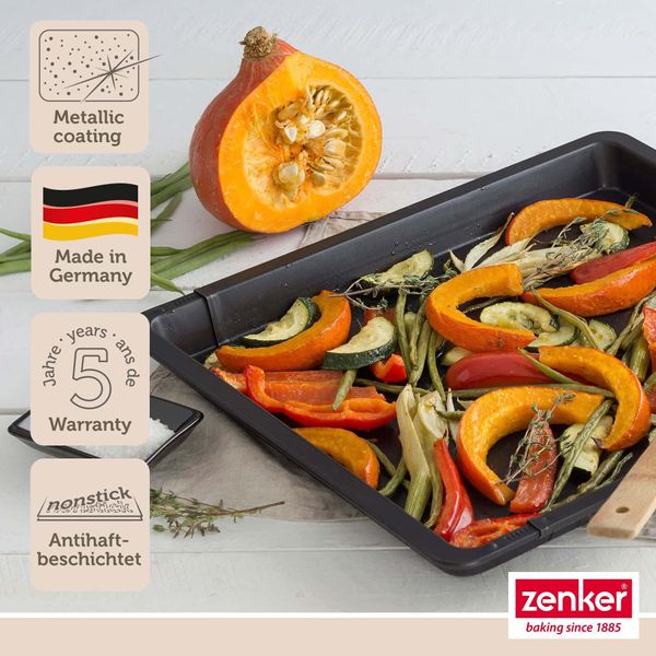 Teglia Universale Zenker 37-52 Cm Black Metallic, Teglia Rettangolare Con Rivestimento Antiaderente, Teglia Da Forno Estensibile, Teglia Da Forno Regolabile (Colore: Black Metallic)-image