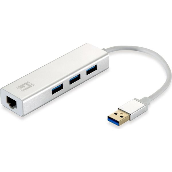 Level One USB-0503 Levelone Adapter USB3.0-> RJ45 10/100/1000,3Xusb3.0 0.15M Si-image