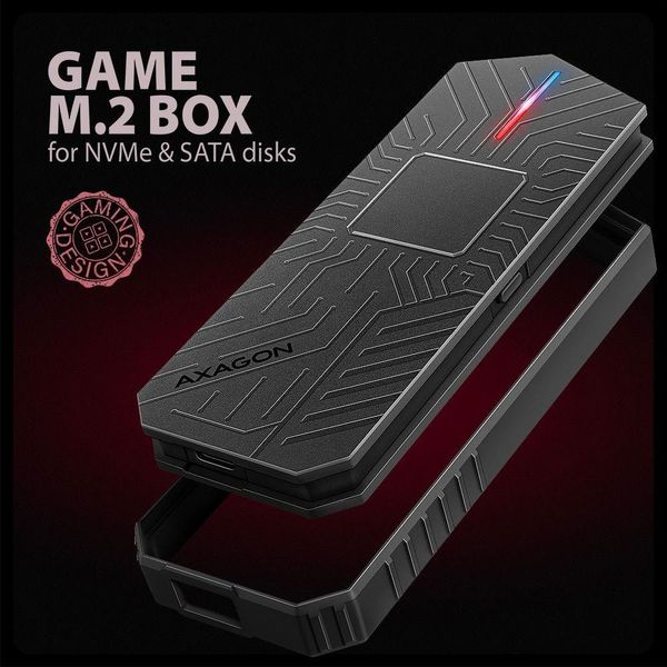 Axagon Axagon EEM2-GAM, USB-C 10Gbps - Nvme & Sata Ssd Game M.2 Box, Contenitore Ssd BezšRoubkový Nero-image
